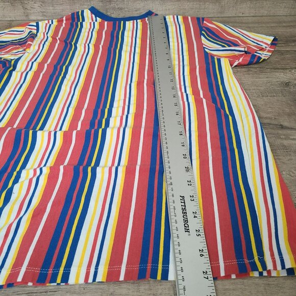 San Francisco Work Shirts Sz MED Multicolor Striped Cotton T Shirt Short Sleeve - Picture 5 of 7